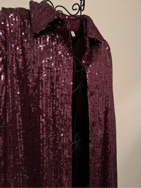 NWT Soft Surroundings Sequined Shirt Jacket in Burgundy/Magenta